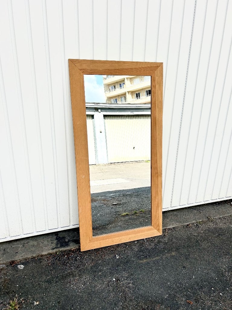 Spiegel van ruw hout 119 x 59 cm, Ophalen, Gebruikt, 100 tot 150 cm, Rechthoekig