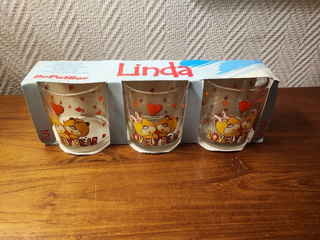 Linda Lovely Bear drinkglazen, Ophalen of Verzenden, Gebruikt