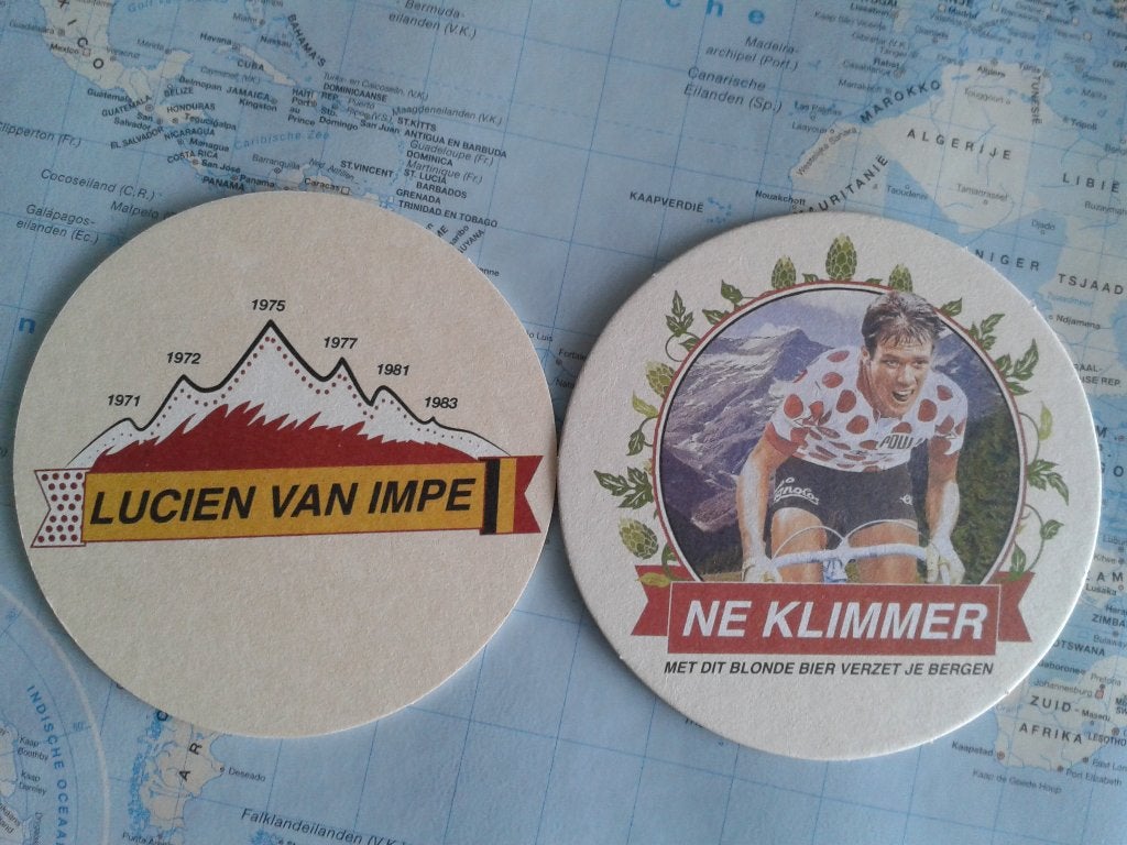 2x bierkaartjes Lucien Van Impe, Enlèvement ou Envoi, Comme neuf
