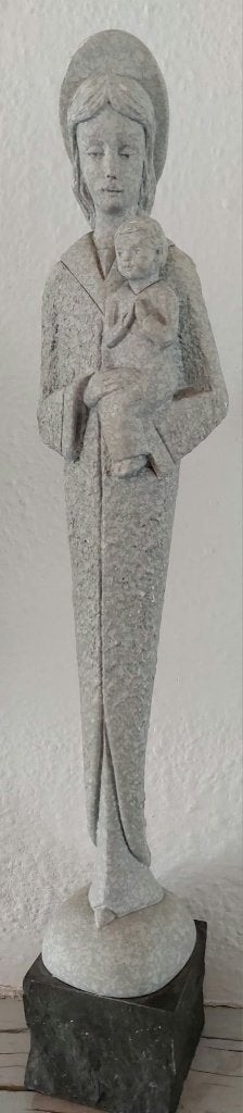 grande statue de la vierge l'enfant  signé, Antiquités & Art, Enlèvement ou Envoi, Sur socle, Statue