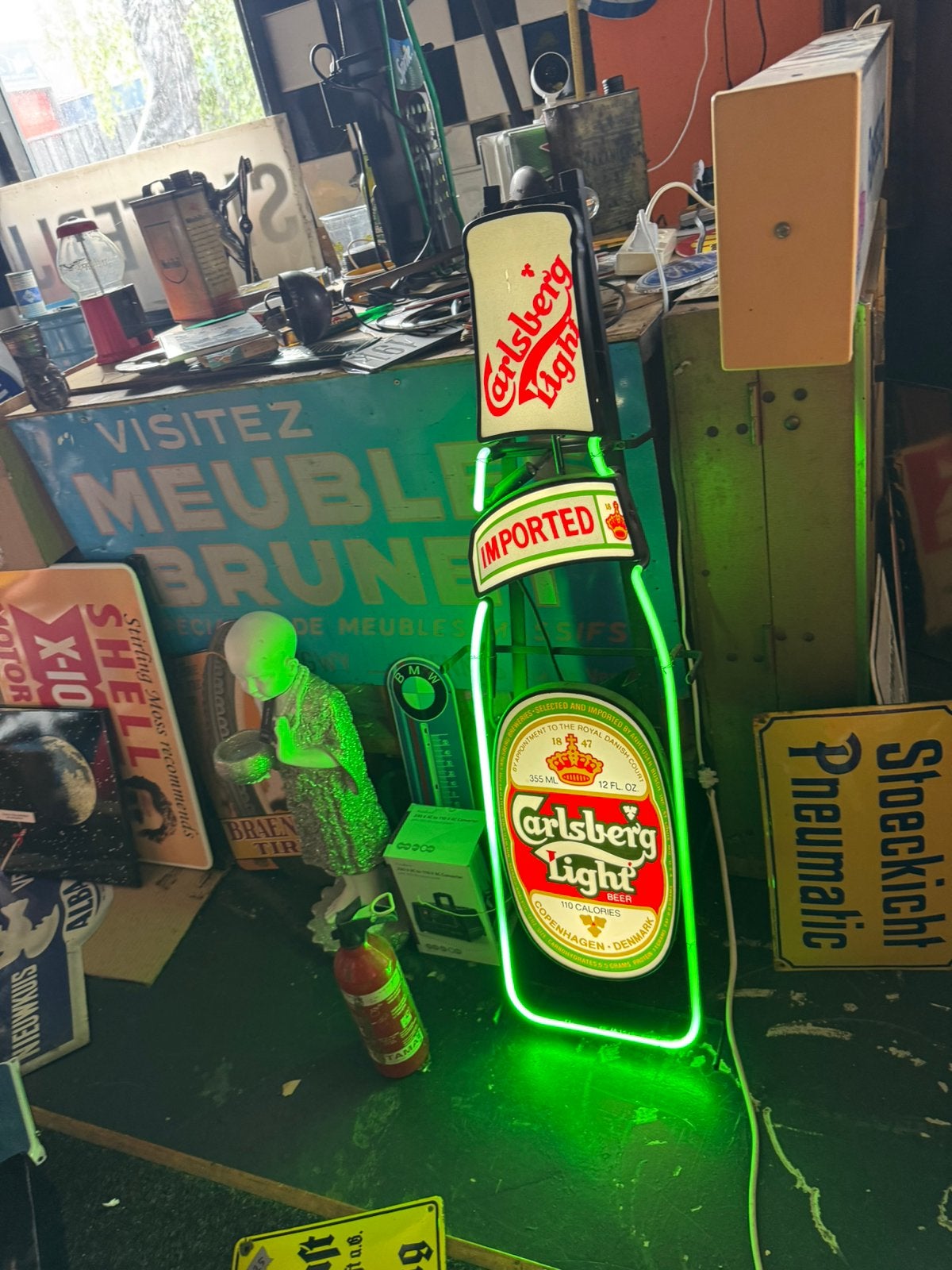 Ancienne publicité NeON de Carlsberg Beer, Enlèvement, Utilisé, Panneau publicitaire