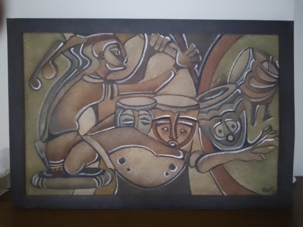 Peinture Africaine, Antiquités & Art, Portrait ou Personnes, Autres techniques, Enlèvement, Autres styles