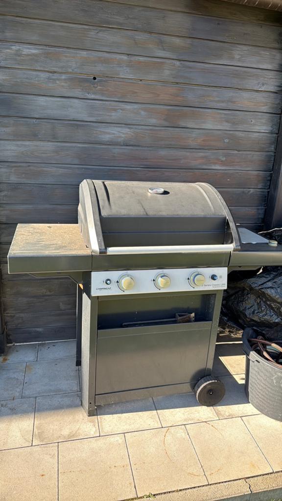 Campinggaz 3brander + cover & slang, Ophalen, Zo goed als nieuw