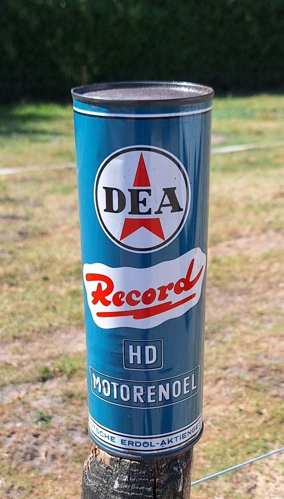 Vintage olieblik van DEA Record HD Motoröl️, motorolie️️️️⛽️, Verzamelen, Ophalen of Verzenden, Gebruikt