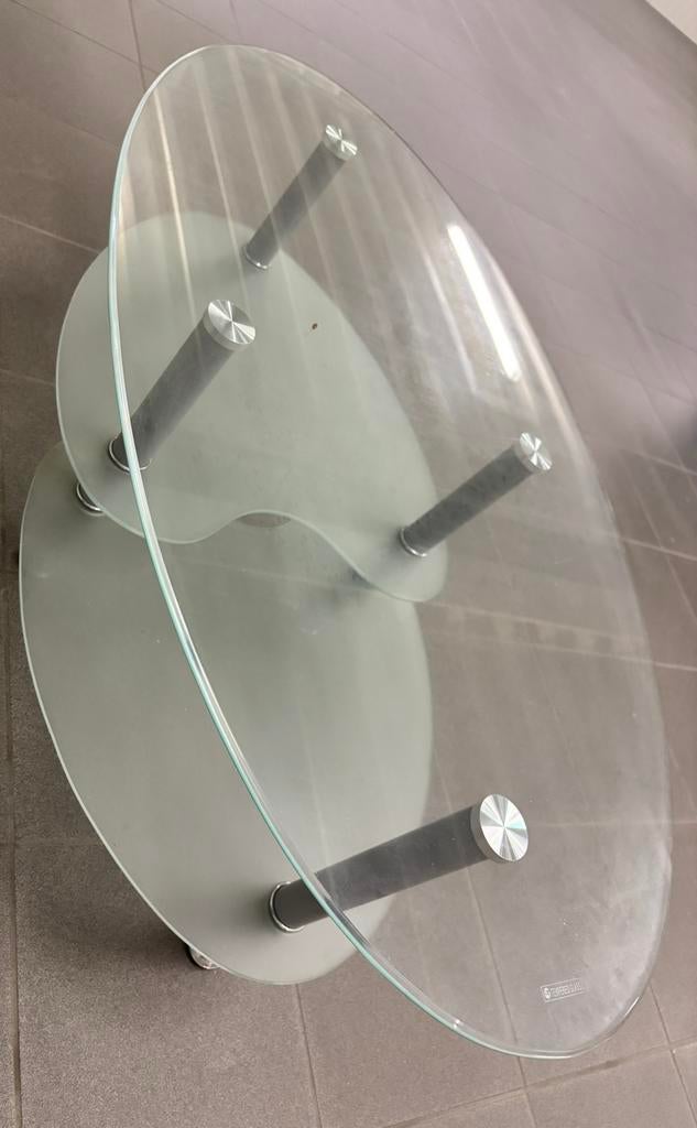 Glazen bijzettafel ovaal, Ophalen, Ovaal