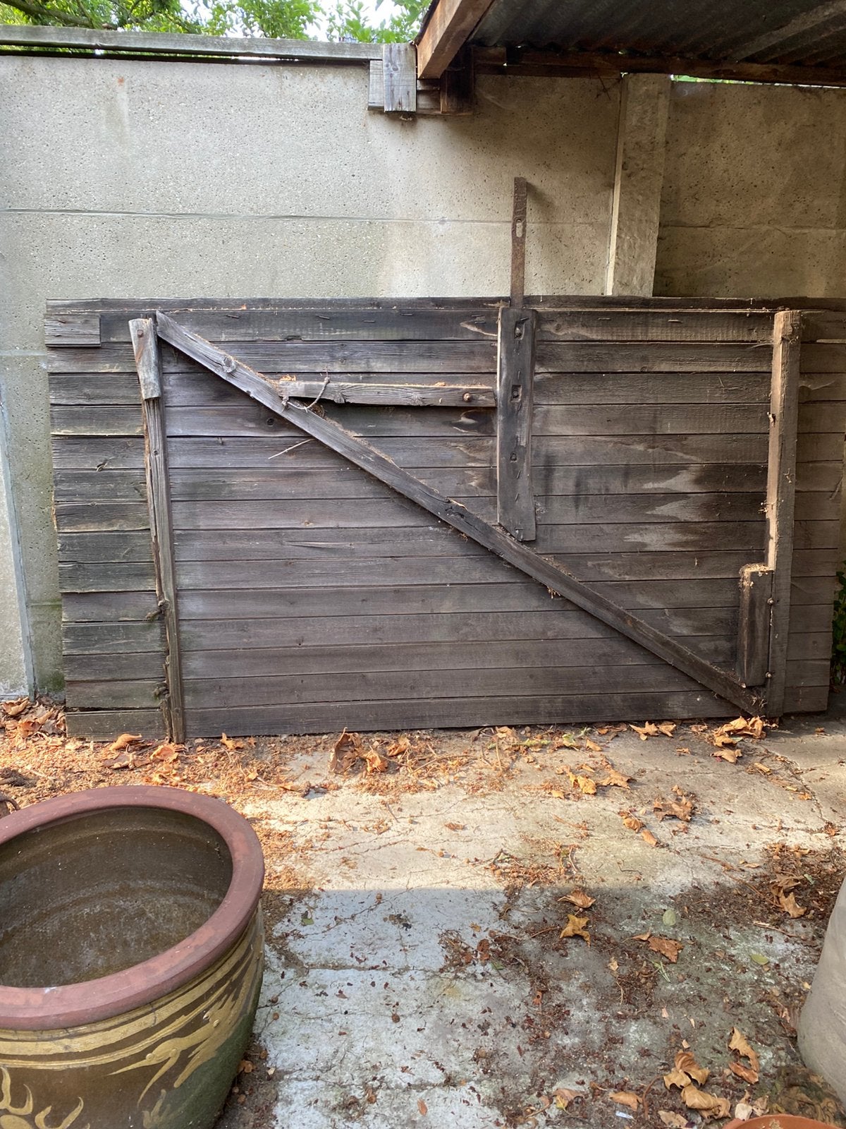Robuuste hangaar/barak/loods poort, Ophalen, Gebruikt, Hout, Draaipoort