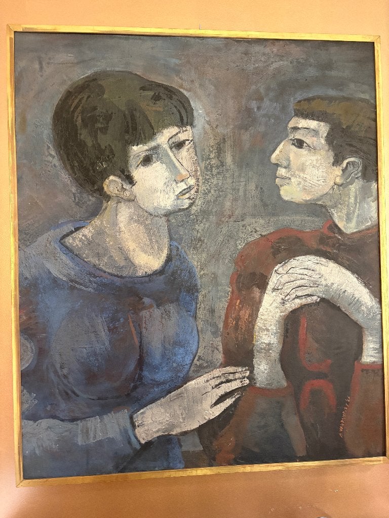 groot schilderij , olie op doek, Antiek en Kunst, Ophalen, Doek, Portret of Personen, Impressionistisch