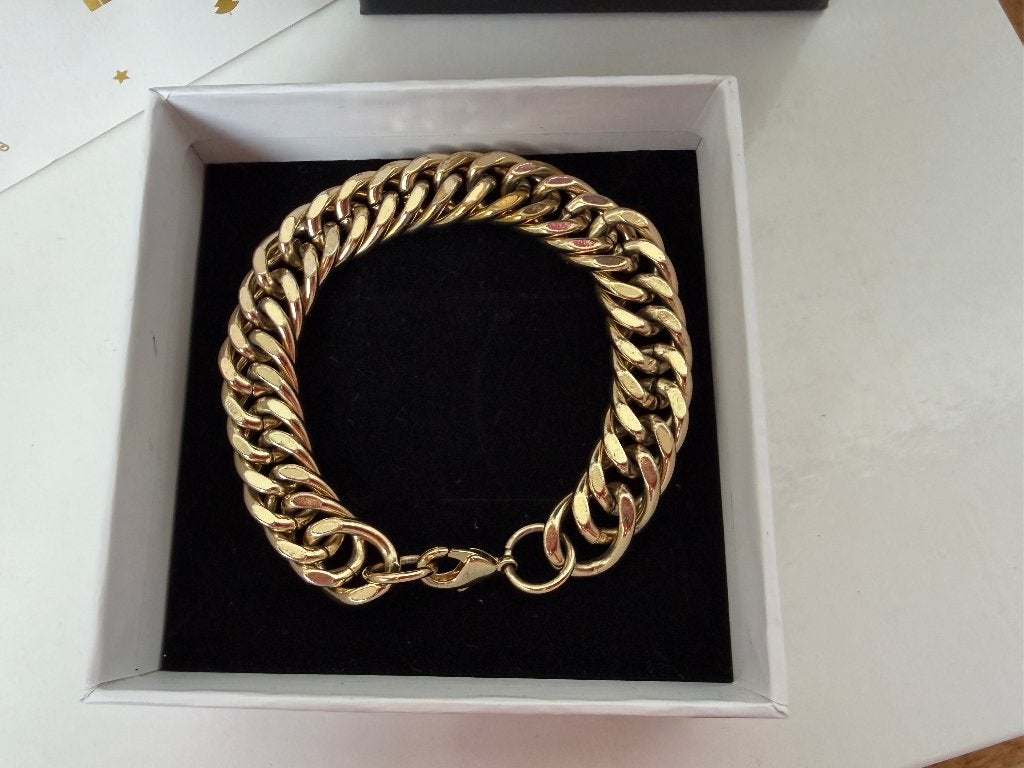 Twice as Nice goudkleurige schakelarmband - 20,5cm, Bijoux, Sacs & Beauté, Bracelets, Enlèvement ou Envoi, Comme neuf, Or, Autres matériaux