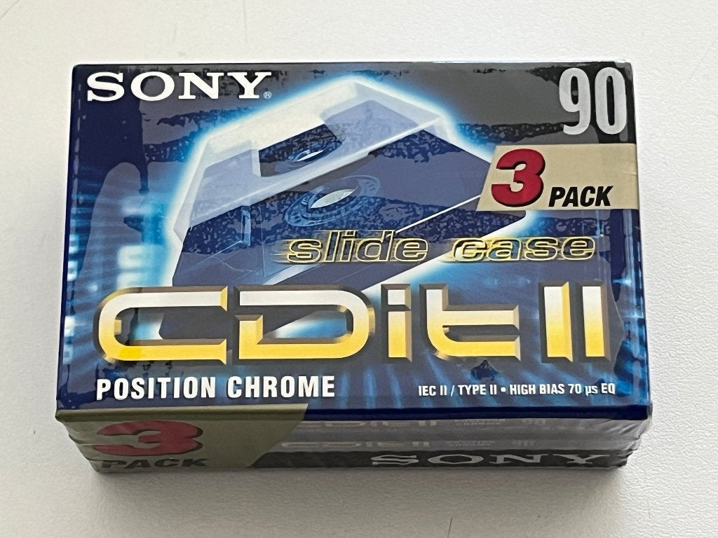 Sony CDitII 90 Slide Cases Chrome Position 3-Pack - Nieuw!, Ophalen of Verzenden, Nieuw in verpakking, 2 t/m 25 bandjes, Onbespeeld