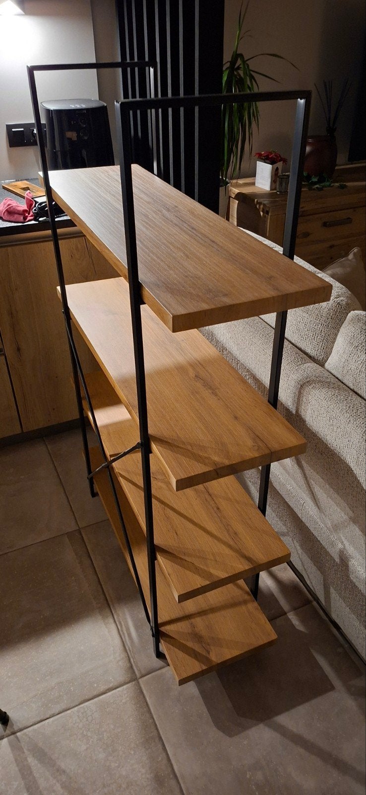 Wandrek hout/zwart metaal., 25 à 50 cm, Avec tablette(s), Moins de 150 cm, Enlèvement