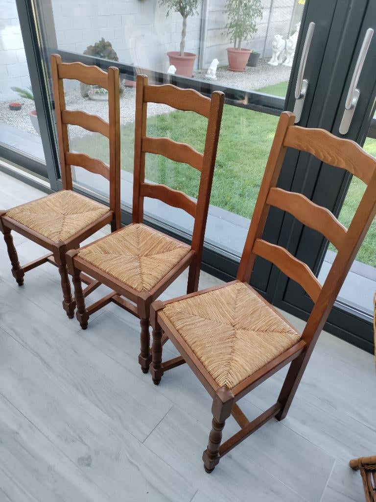 Chaises avec fond en paille 12,50€/P, Brun, Enlèvement, Utilisé, Bois