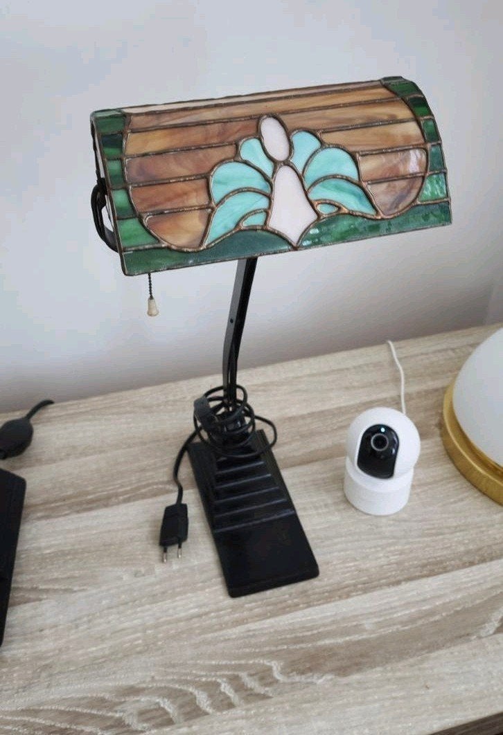 antieke lamp met Tiffany kapje, Ophalen of Verzenden, Tafellamp