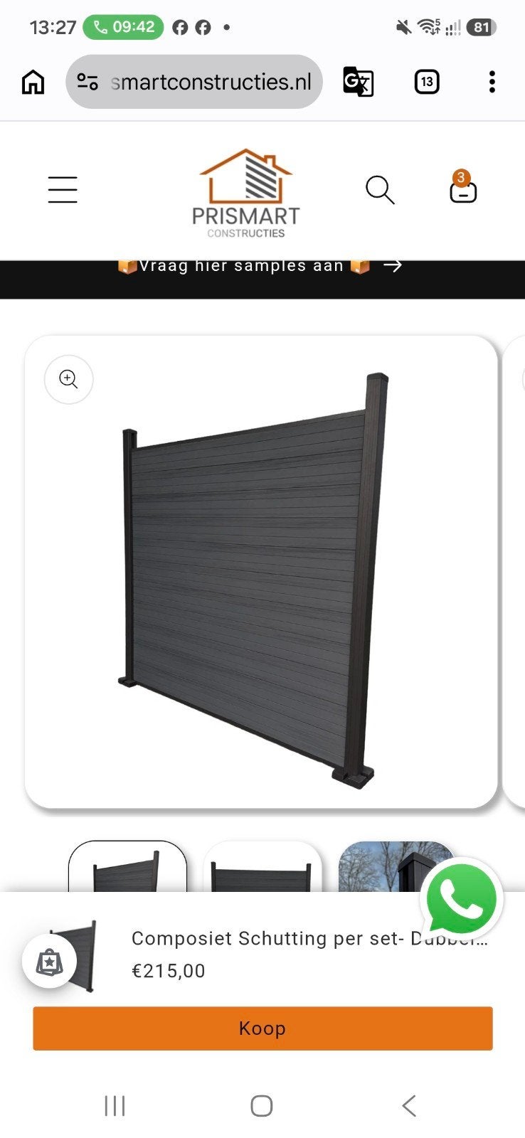 10 hekwerken nieuw zwart, Enlèvement, Aluminium