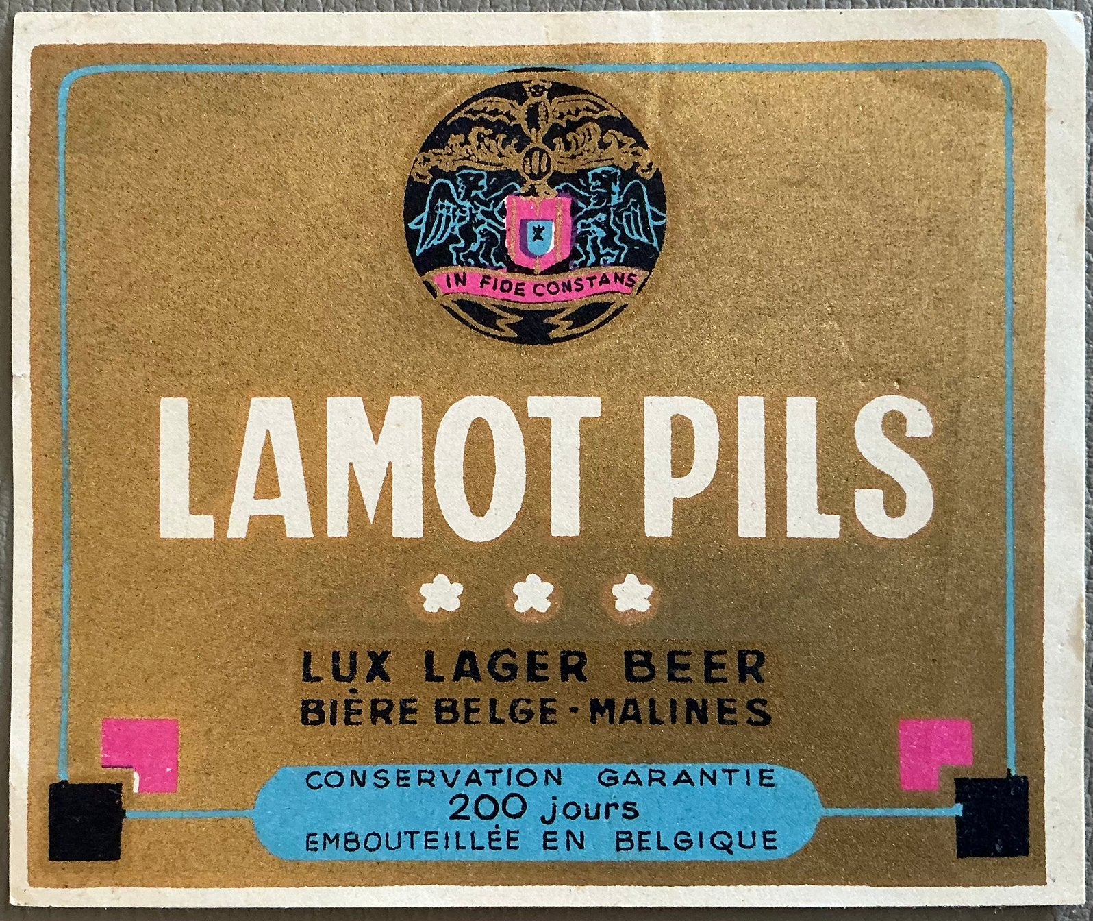 Oud LAMOT PILS/BIÈRE BELGE/Malines/étiquette de bière, Enlèvement ou Envoi, Comme neuf, Autres types, Autres marques