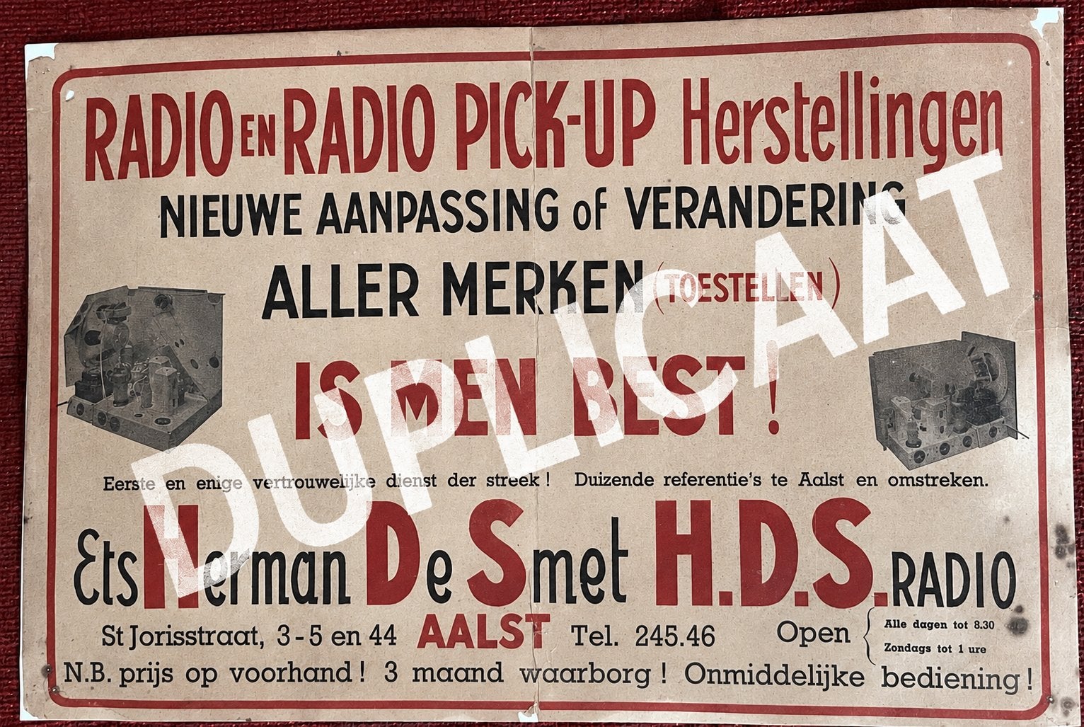 Limited reproduction HDS Radio Aalst, Ophalen, Reclame
