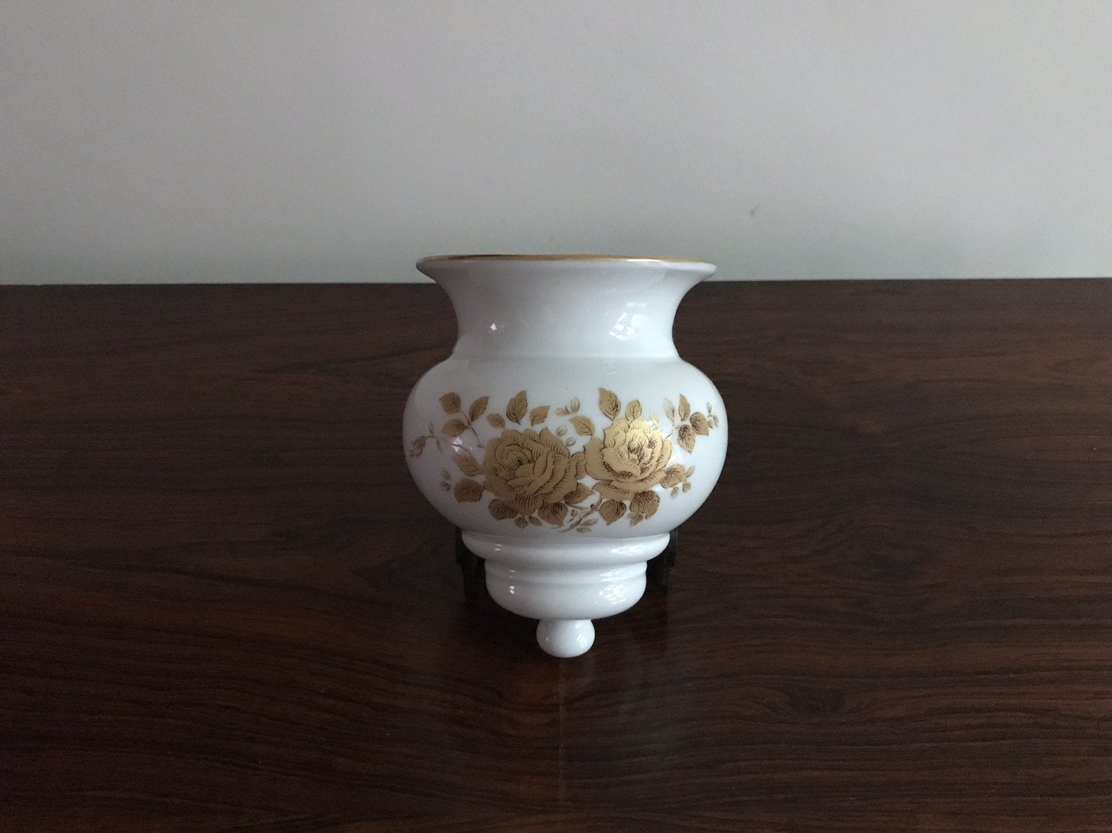 Muurvaas wand vaas Bavaria Bareuther decor bloemen goud, Ophalen of Verzenden