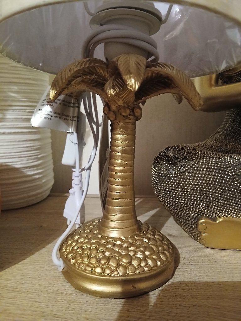 Lampe palmier, Ophalen, Goud, 36 cm, Met kap