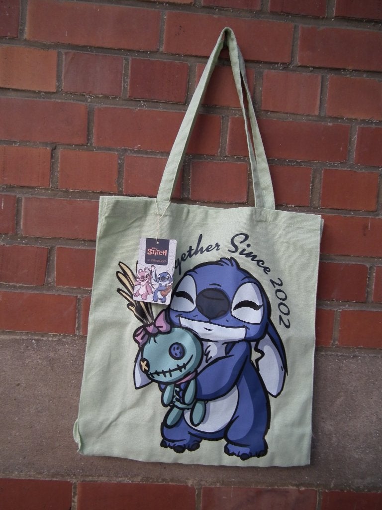 Stoffen draagtas, 100% katoen (Stitch Disney) nieuw, Verzenden, Nieuw, Groen, Overige typen