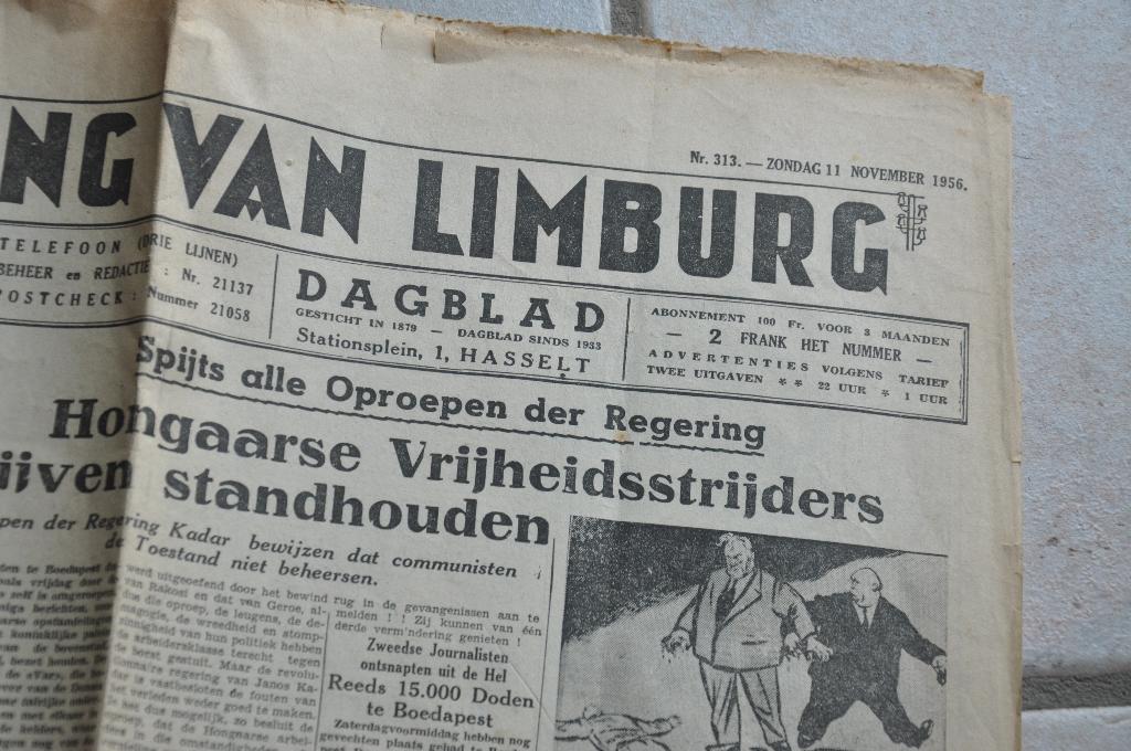 Het Belang van Limburg - 11 November 1956  p. 1 + 2 + 11+ 12, Verzamelen, Tijdschriften, Kranten en Knipsels, Verzenden