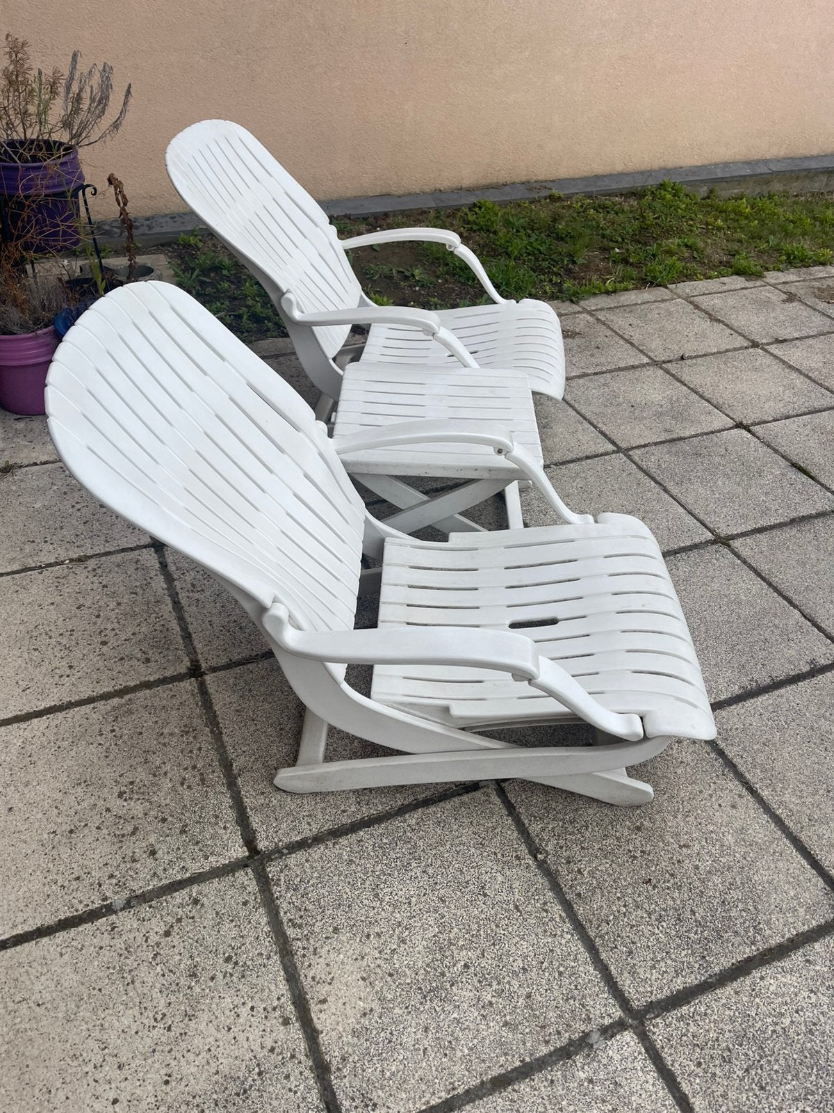 Witte stoelen voor de, Tuin en Terras, Ophalen, Gebruikt