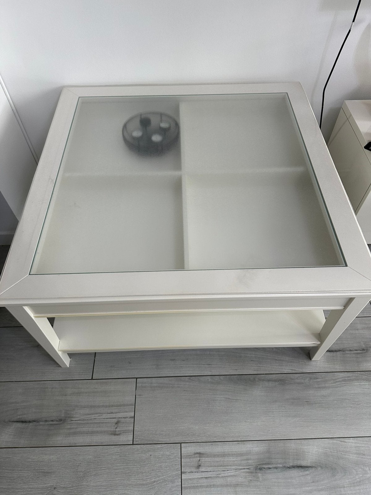 Table basse IKEA LIATORP blanche avec plateau en verre, 50 – 75, 50 à 100 cm, Enlèvement, 50 à 100 cm