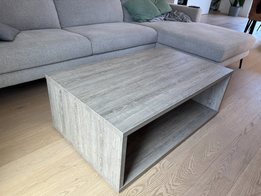 Salontafel grijs (houtlook), Ophalen, Overige materialen, 100 tot 150 cm, 50 tot 100 cm