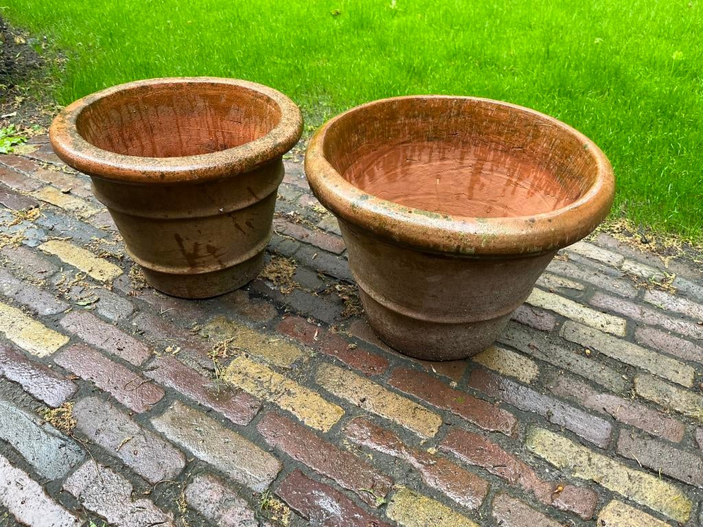 Originele set impruneta bloempotten, Tuin en Terras, Ophalen, Zo goed als nieuw