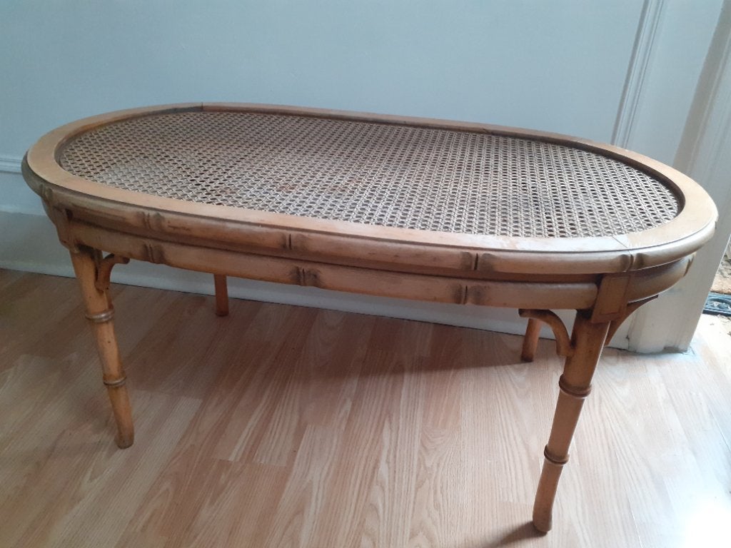 UCCLE table basse ovale,bois façon bambou,Palm Beach Regency, Enlèvement