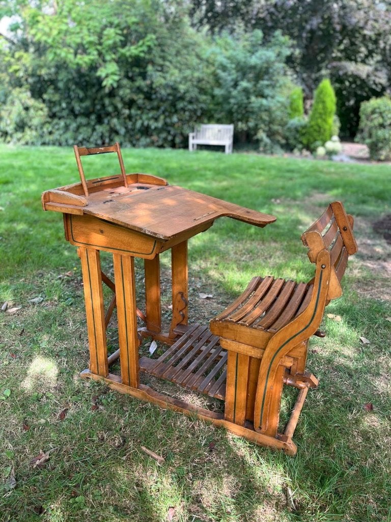 Vintage Torck schoolbankje, Huis en Inrichting, Bureaus, Ophalen, 60 cm, Hout, Kinderbureau