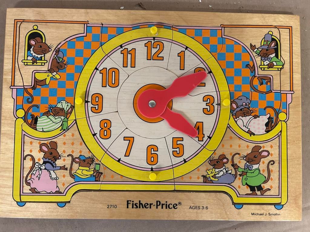 Fisher-Price vintage houten puzzel, Ophalen, Zo goed als nieuw, 6 maanden tot 2 jaar, Van hout