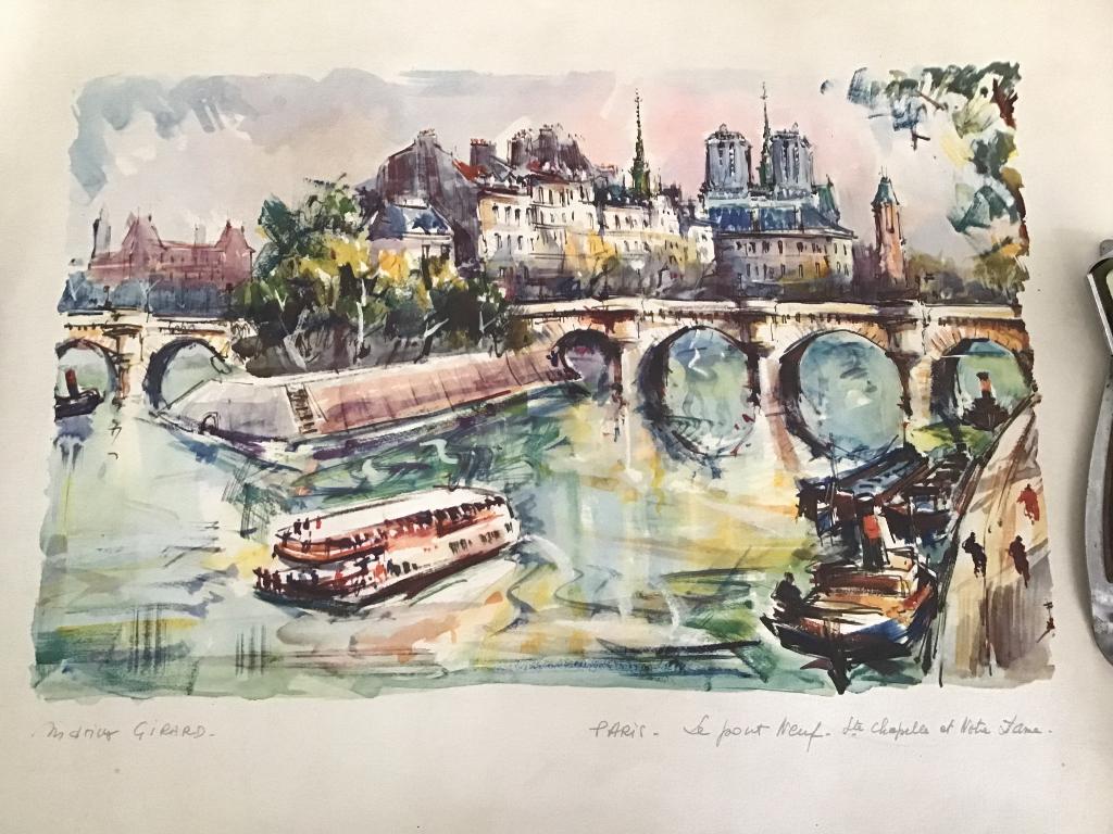 aquarel Marius Girard, Antiek en Kunst, Kunst | Litho's en Zeefdrukken, Ophalen