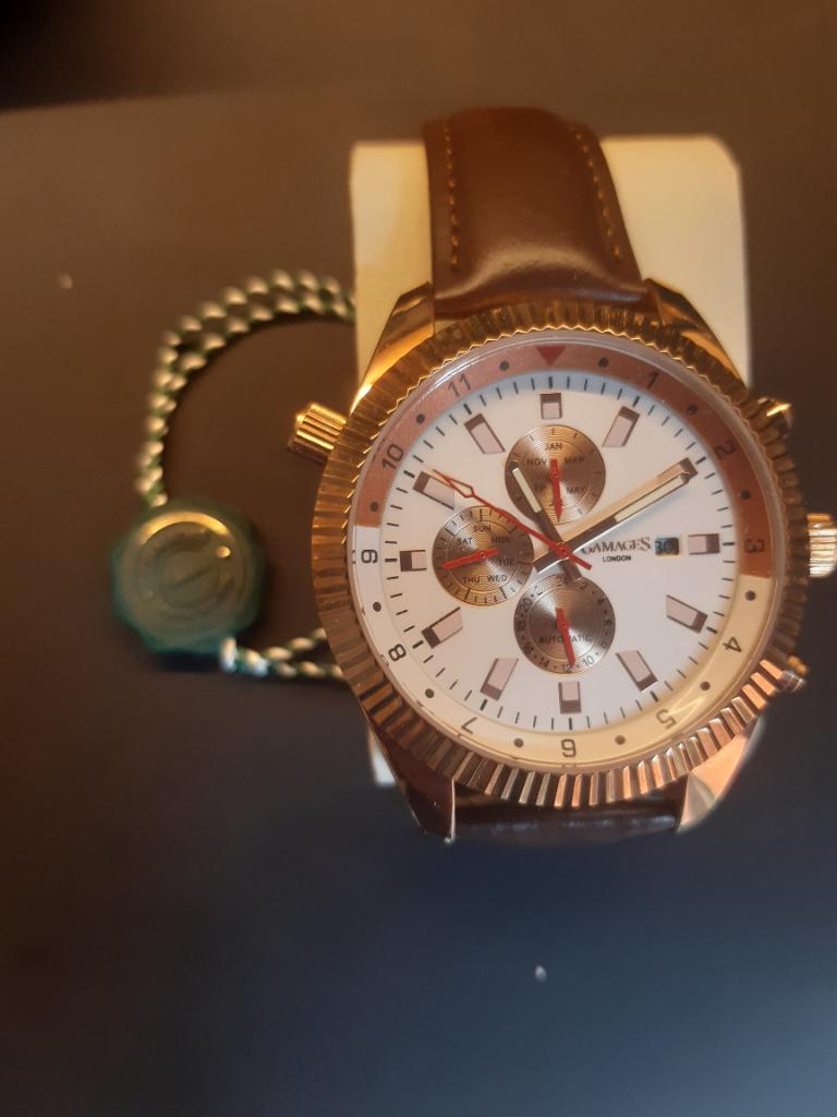 Horloge Gamages, Handtassen en Accessoires, Horloges | Heren, Leer, Staal, Polshorloge, Nieuw