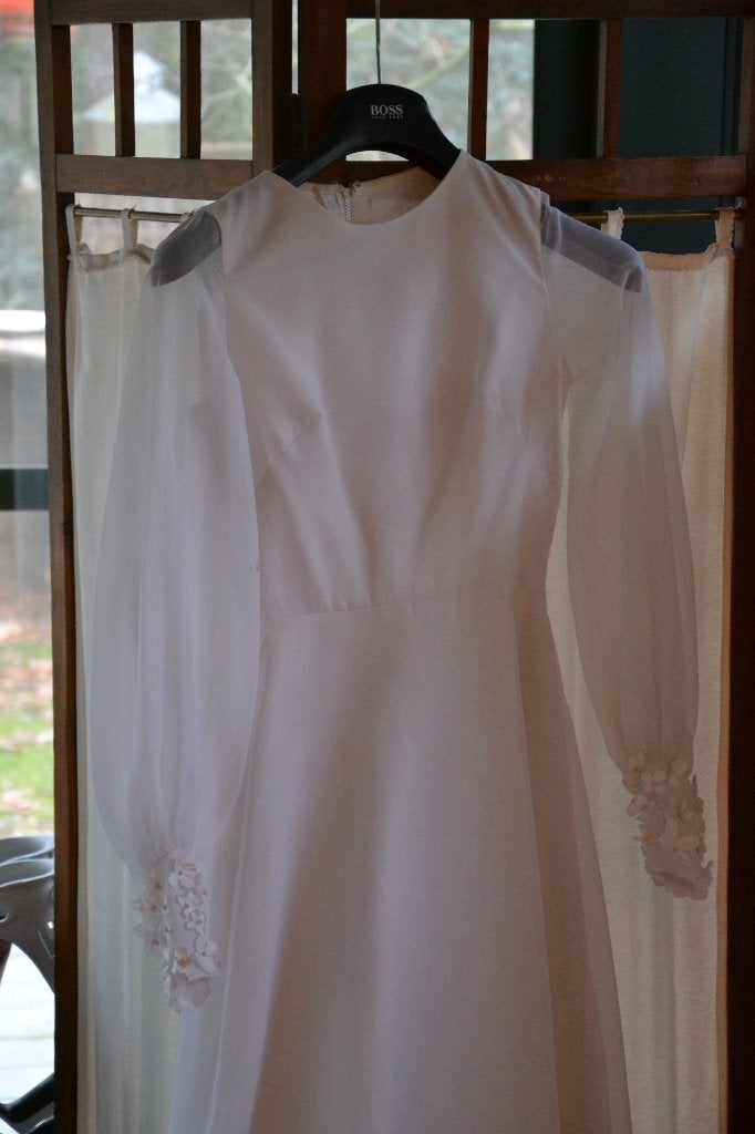 robe de mariée vintage, Enlèvement, Porté, Blanc, Robe de mariée