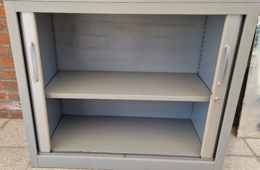 Metalen archiefkast / Bureaukast met zijdelinks rolluik, 25 à 50 cm, Moins de 100 cm, Comme neuf, 100 à 150 cm