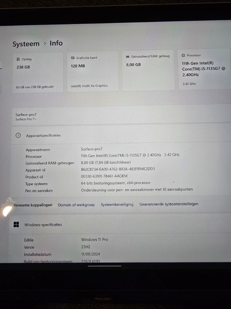 Microsoft surface pro 7, Ophalen, 2 tot 3 Ghz, 8 GB, Met touchscreen