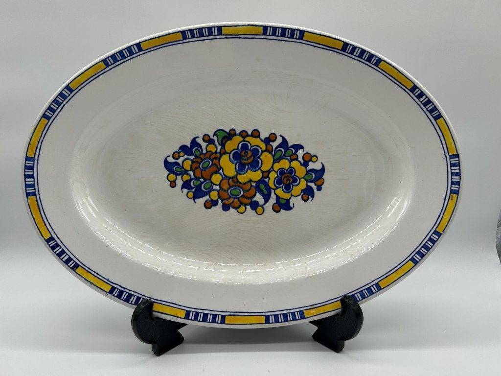 Plat ovale ART DECO - BOCH FRERES - D1049, Ophalen of Verzenden