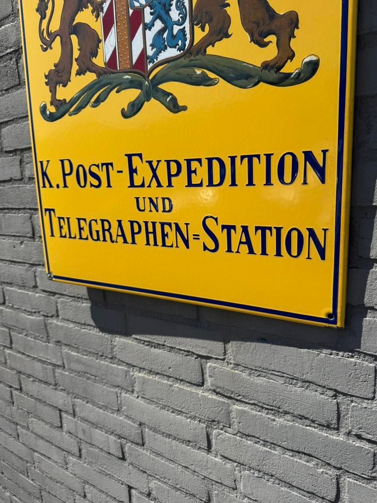 Groot oud Duits post emaille reclamebord, Antiek en Kunst, Ophalen of Verzenden