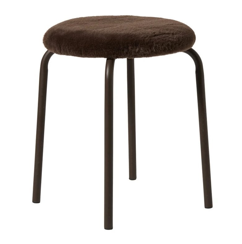 Sklum.Tabouret Neuf Fourrure Piètement Fer Couleur: Chocolat, Enlèvement, Neuf, Fer