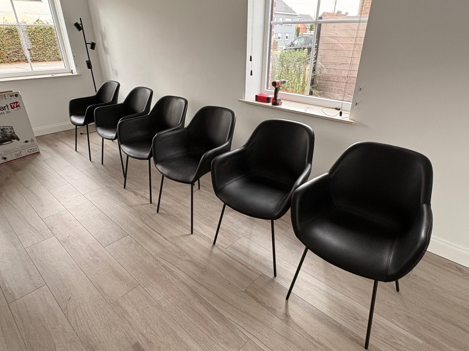 8 tafelstoelen, Huis en Inrichting, Ophalen, Gebruikt, Zwart, Leer