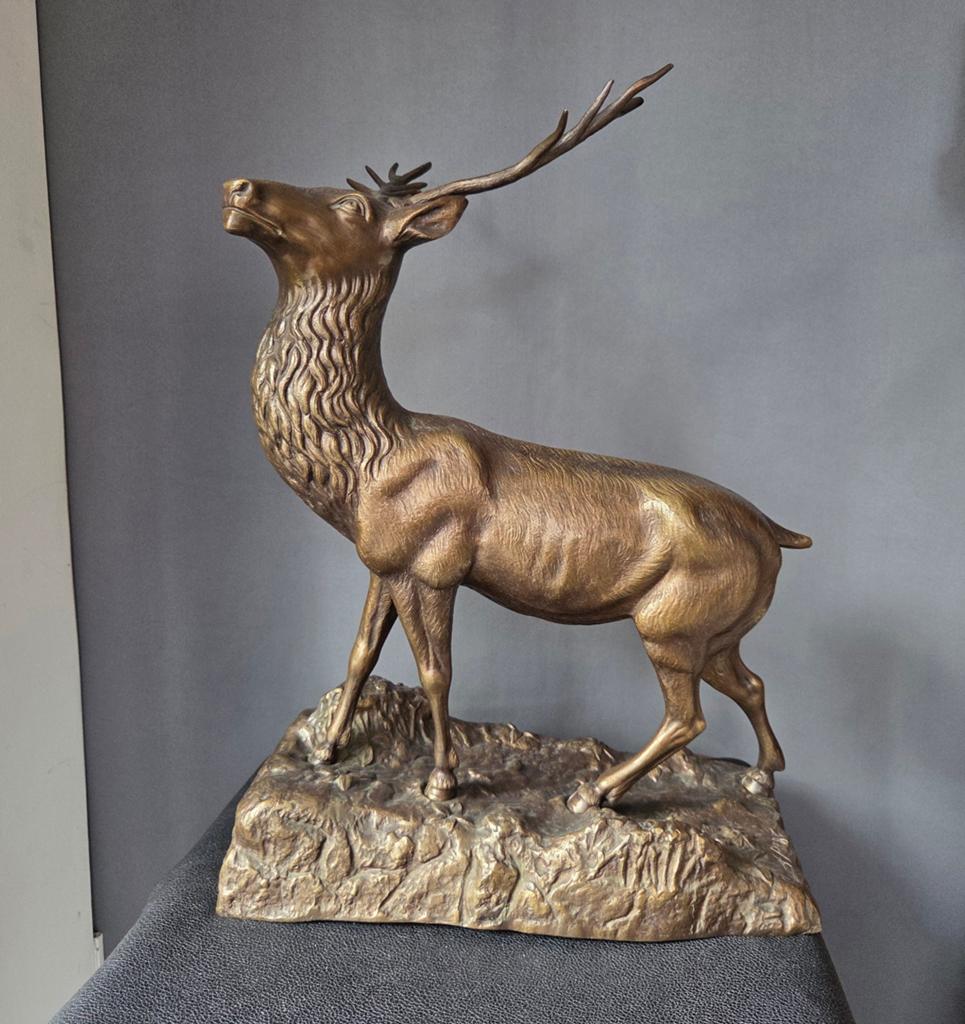 Cerf en bronze Arthur Puyt, Antiquités & Art, Enlèvement