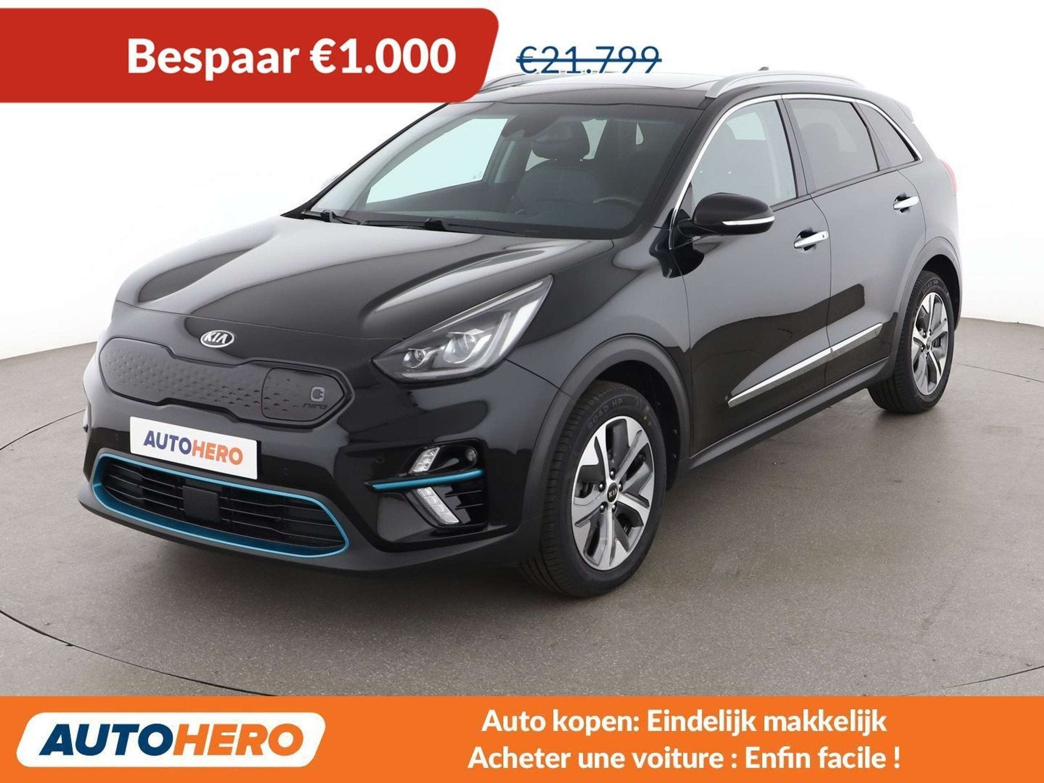 Kia e-Niro electric drive 150 kW Spirit (bj 2021, automaat), Auto's, Gebruikt, Zwart, Zwart, Elektrisch