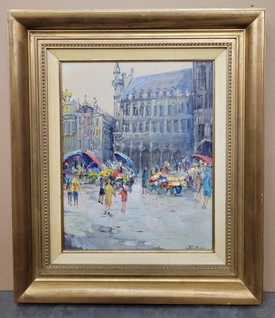 Jeannot PETERS, de Grote Markt in Brussel, Antiquités & Art, Art | Peinture | Classique, Enlèvement ou Envoi
