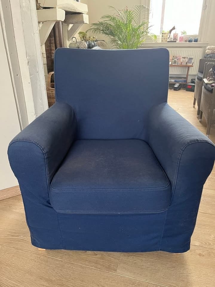 blauwe stoffen 1-zit, Ophalen, Gebruikt, Stof