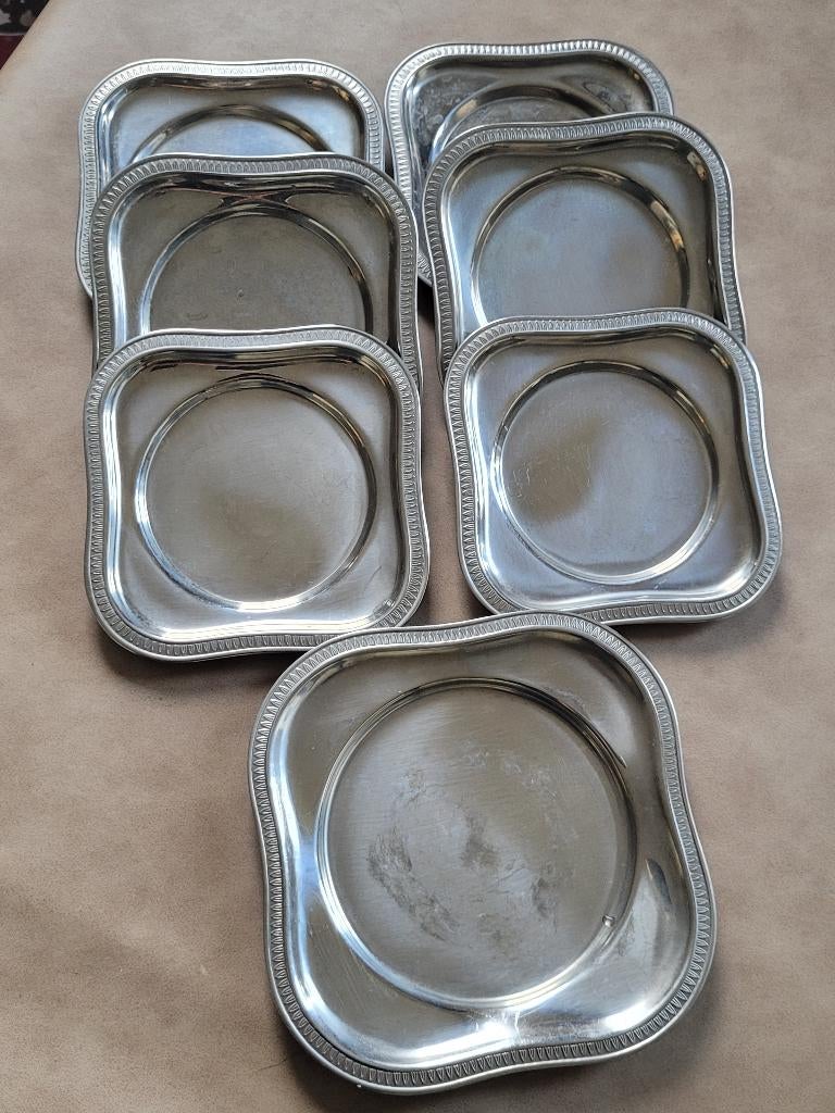 set 6 sous verre+1 s/bouteille inox 18/10 Gottinghen Vintage, Verzenden, Gebruikt, Glas of Kopje