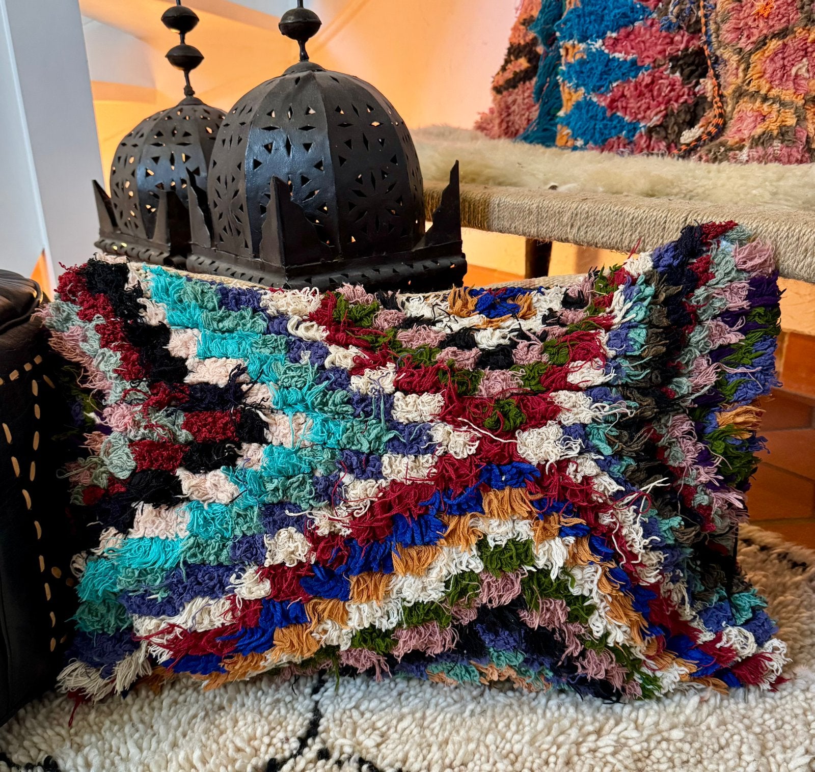 Prachtige handgemaakte boho chic marokkaanse berber kussens, Maison & Meubles, Accessoires pour la Maison | Coussins, Comme neuf