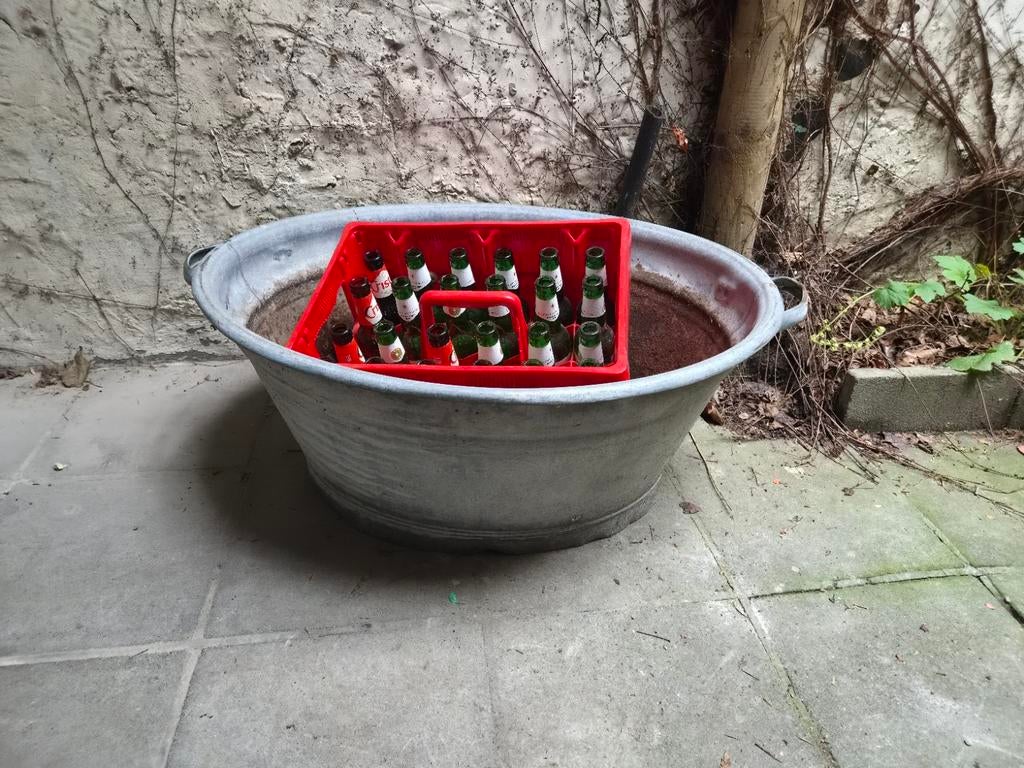Zinken teil kuip plantenbak, Tuin en Terras, Ophalen