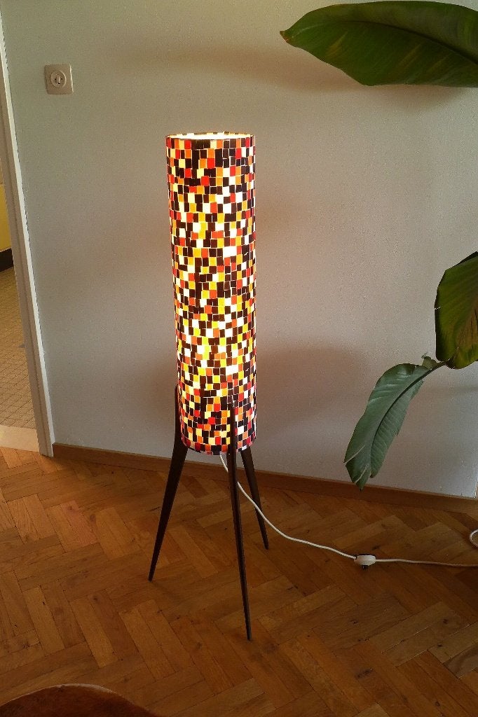 Rare lampadaire vintage des années 1960 et 1970 Space Age, Enlèvement, Tissus, Space Age