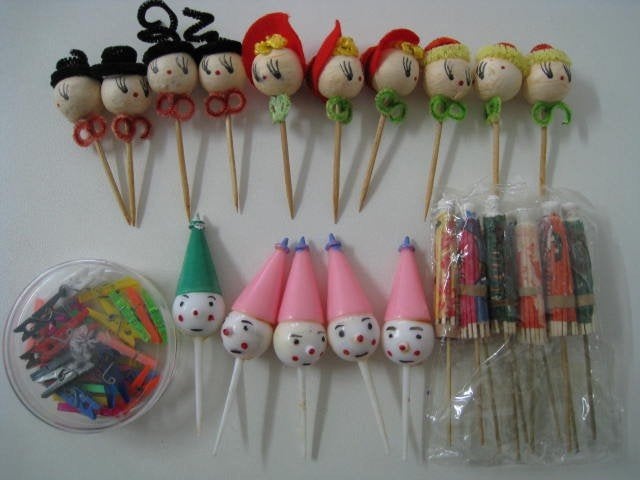 Vintage collectie taartprikkers, parasols, taartversiering, Ophalen