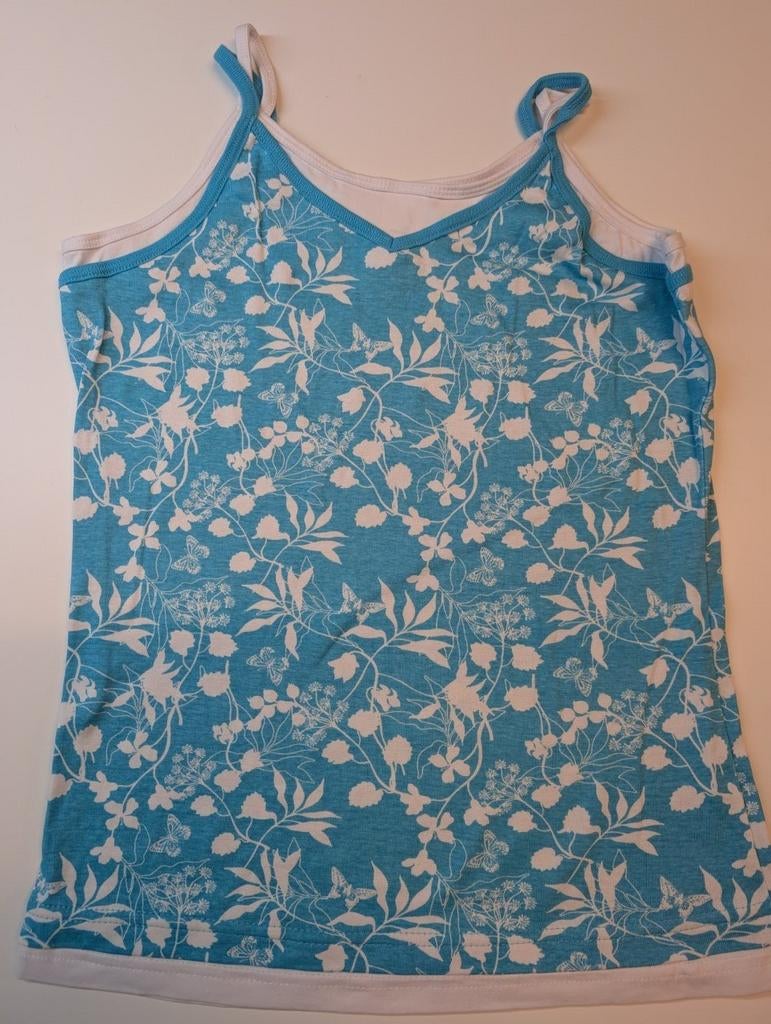 Nieuw, Here+There turquoise topje met wit afgewerkt en bloem, Kinderen en Baby's, Kinderkleding | Maat 158, Meisje, Nieuw, Ophalen of Verzenden