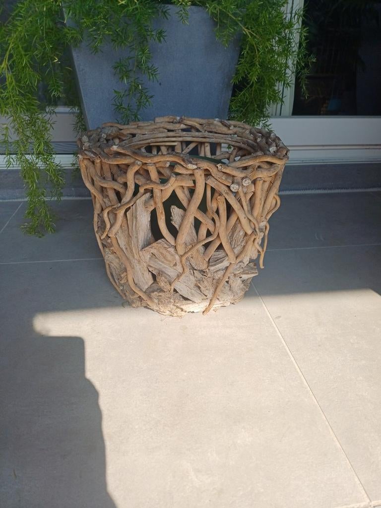 Pot de fleurs en bois de teck rustique et branches, Enlèvement ou Envoi
